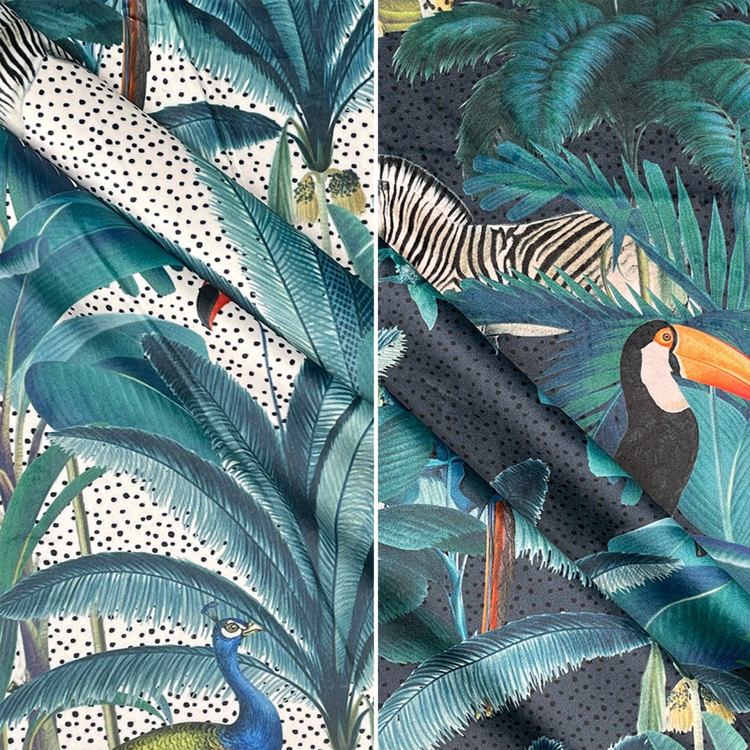 Premium italienische Samt Royal Palm Dschungel Stoff Material