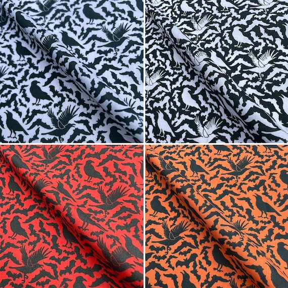 Bats Crows Halloween Poly Baumwolle Gedruckt Oeko Tex Standard