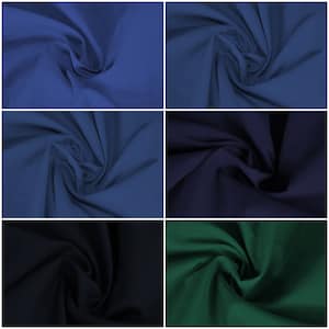 Shades of Blue Plain Dyed Polycotton Fabric Material Poly Cotton Oeko Tex for Dress Crafts Linings | 45&quot; - 112cm Wide