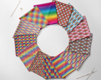 100% katoen regenboog veelkleurige print ontwerp kunstnijverheid jurken maken kinderen kinderen huisdecoratie naaiprojecten stof | 55" - 140 cm breed