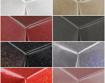Glitter Infused Sparkly Plain Coloured PVC Wipe Clean Vinyl Oilcloth Tablecloth Cover Protector | 55" - 140cm Wide | Sold Per Metre