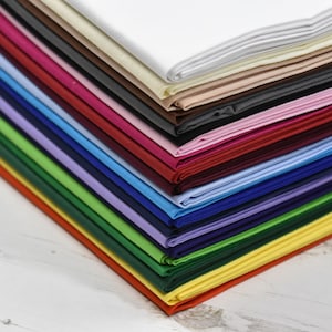 Extra Wide 100% Cotton Sheeting Fabric Plain Solid Colours Crafting Backdrops Tableware Draping Clothing | 60" - 150cm Wide