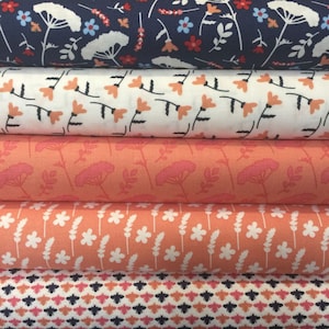100% Cotton Heritage Floral Orange Design Fabric Material Crafting Quilting Patchwork Fat Quarter | 44&quot; - 112cm | Sold Per Quarter Metre