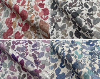 Wisteria Floral Flowers Design Printed Cotton Rich Linen Vintage Look Quilting Crafts Cushion Curtain Furnishing Upholstery Home Fabric