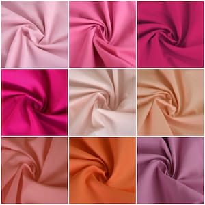 Shades of Pink Plain Dyed Polycotton Fabric Material Poly Cotton Oeko Tex for Dress Crafts Linings | 45&quot; - 112cm Wide