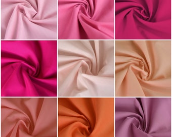 Shades of Pink Plain Dyed Polycotton Fabric Material Poly Cotton Oeko Tex for Dress Crafts Linings | 45" - 112cm Wide