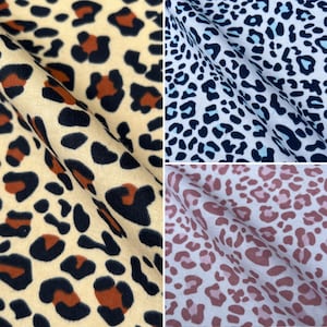 Leopard Animal Design Printed Brushed Winceyette 100% Cotton Woven Soft Fabric for Blanket Fleece Baby Wear Warm Clothing | 45&quot; - 112cm Wide