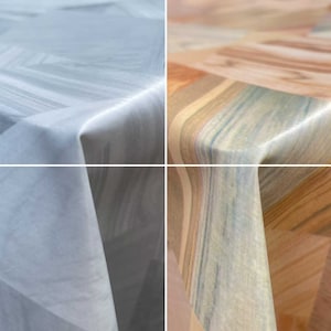 Wood Effect Pattern Design Designer Table Cloth Wipe Clean Wipeable Rectangle Vinyl Table PVC Cover Protector | Range of Sizes
