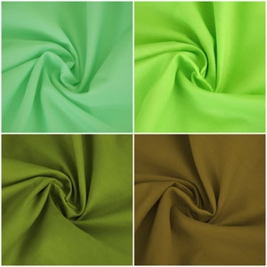 Shades of Green Plain Dyed Polycotton Fabric Material Poly Cotton Oeko Tex for Dress Crafts Linings | 45&quot; - 112cm Wide
