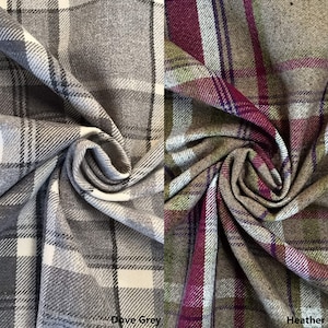 Premium Wool Effect Washable Skye Balmoral Porter Stone Tartan Fabric ...