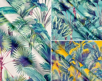 Terciopelo italiano de primera calidad, diseño de Palm Springs tropicales, Material de tela supersuave, cortinas, manualidades, tapicería de vestir/60 "-150 cm de ancho