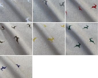 Highland Stags Animals Print Cotton Rich Len Tkanina Torby Rękodzieło Żaluzje Zasłony Pikowanie Patchwork Tapicerka | 55"-140 cm | Sprzedawane na metry