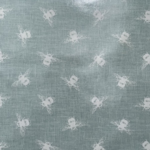 Bumble Bees Buzz Duck-Egg Print Premium Designer Table Cloth Wipe Clean Vinyl Table Cover Protector | 52&quot; - 132cm Wide