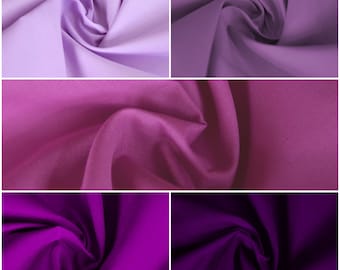 Nuances de violet Tissu polycoton teint uni Poly coton Oeko Tex pour doublure de créations vestimentaires | 45" - 112 cm de large