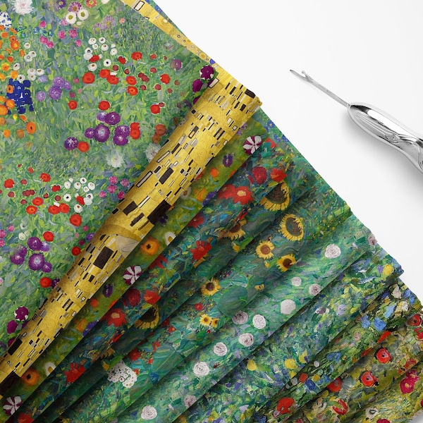 100% coton Gustav Klimt Symbolic Painters Designer Print Fabric Material Crafts Dress Children Home Décor Projet de couture | 55" - 140 cm de large