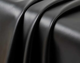 Synthetic Vegan Spandex Black PU Leather Fabric 4 Way Stretch Fleece Backed Soft Durable Leggings Costumes Upholstery & DIY Crafts