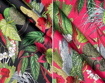 Premium Italian Velvet Velour Tropical Exotic Design Super Soft Fabric Material Curtains Cushions Crafts Dress Upholstery | 60" - 150cm Wide