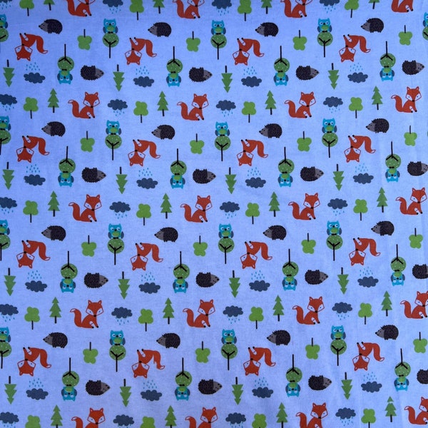 Forest Friends Print Extra Wide Brushed Winceyette Novelty 100% Cotton Woven Soft Fleece Flannelette Clothes Blanket Fabric | 60” 150cm Wide