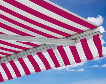 Hot Pink Striped Tough Water UV Resistant PU Coated Whitesands Teflon Heavy Duty Outdoor Canvas Gazebos Upholstery Fabric | 60" - 150 cm