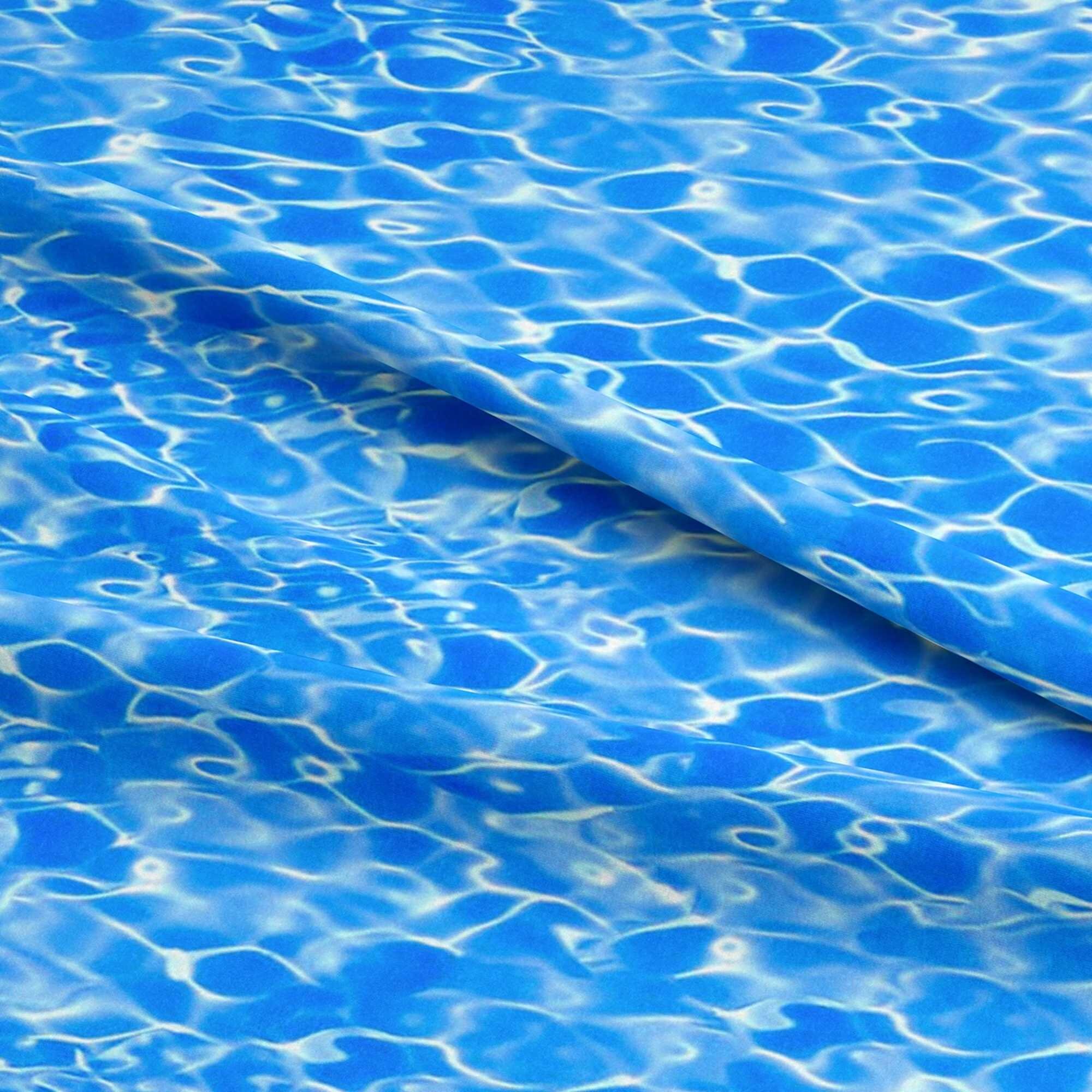 100% Cotton Swimming Pool Ocean Blue Novelty Printed Design Quilting ...