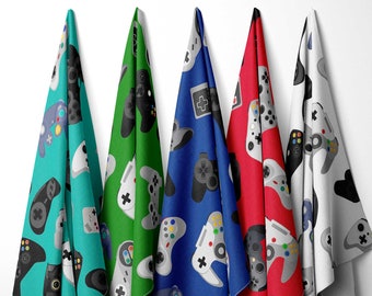 100% Cotton Gaming Controller Console Novelty Printed Design Quilting Kids Craft Dress Sewing Premium Fabric Material | 55" - 140cm Wide