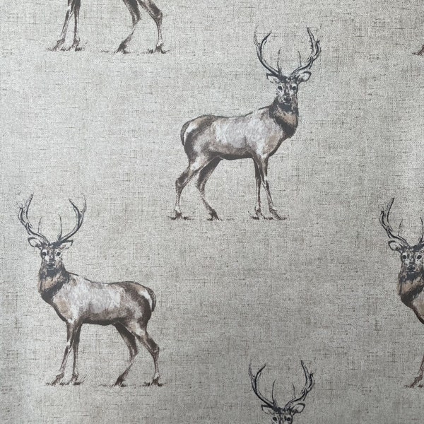 Glencoe Natural Stags Print Premium Designer Table Cloth Wipe Clean Vinyl Table Cover Protector | 52" - 132cm Wide