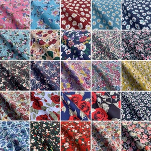 May include: A collection of 25 different fabric swatches featuring various floral patterns. The fabrics are in a variety of colors, including blue, red, green, yellow, and pink. The patterns are all different, but they all feature flowers.