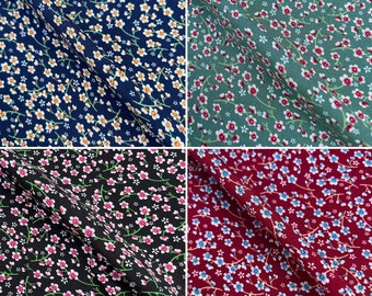 Nyra Ditsy Floral Viscose Twill Challis Gedruckt Sommer Kleidung Kleid Bluse Vorhang Stoff Material | 55" - 140cm Breit | Meterware