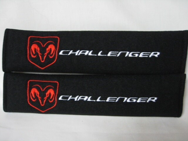 1 Pair 2 Pieces Dodge Challenger Embroidery Seat Belt Cover Zoom