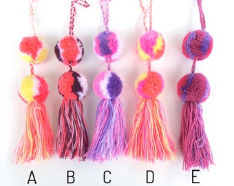 Pom Pom Bag Charms. Colorful Pom Pom. Handmade tassel Keychain. Mexican Decorations. Mexican tassel.