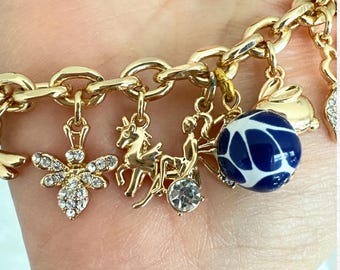 Gold Charm Bracelet, Charm Bracelet, Gold Bracelet, Bracelet for Women, Gift for Girlfriend, Trendy Bracelet, Mother's Day present ideas