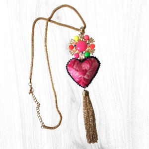 Mexican jewelry, Heart Necklace, Mexican necklace