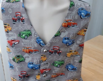 Hot Rods, route 66,  themed men's waistcoat/vest