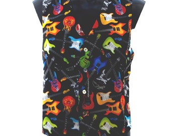 Guitar themed men's waistcoat/vest