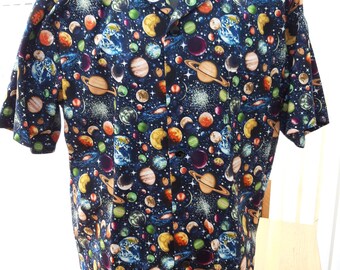 Space, planets, solar system men's casual shirt