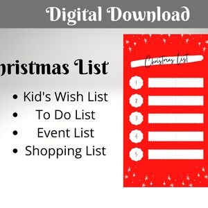 Christmas Wish List, Santas List, Christmas To Do List, Christmas Task List, Kid&#39;s Christmas List, Children&#39;s Wish List