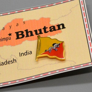 Bhutan Flag Pin / Tie Tack / Lapel Pin / Country Flag Pin