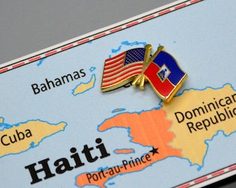 Haiti & USA Friendship Flag Pin - Lapel Pin