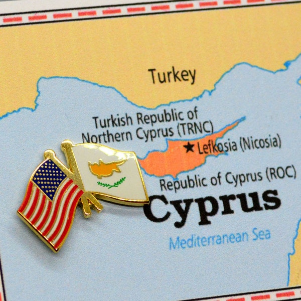 Cyprus & USA Flag Pin / Tie Tack / Lapel Pin / Friendship Flag Pin