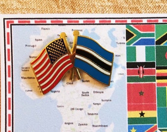Botswana & USA Friendship Flag Lapel Pin