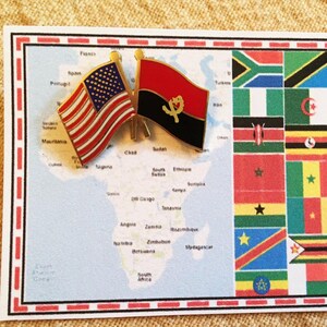 Angola & USA Flag Pin/ Tie Tack / Lapel Pin / Friendship Flag Pin