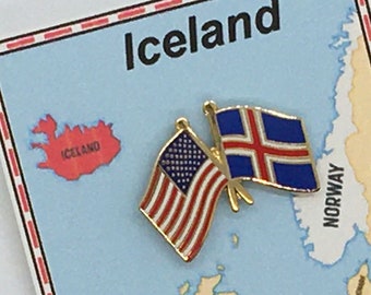 Iceland & USA Friendship Flag Pin - Lapel, Tie Tack
