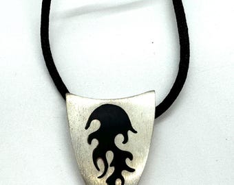 Vintage Mexico Silver Inlay Pendant