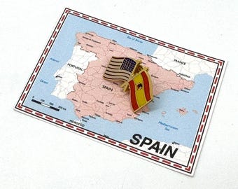 Spain & USA  Flag Pin / Lapel Pin / Friendship Flag Pin