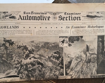 1931 San Francisco Examiner Yosemite /Sunday Automotive Section / Snowlands