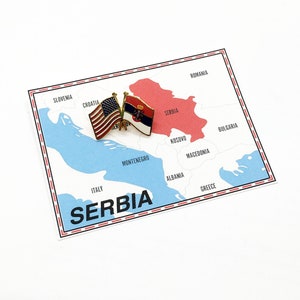 Serbia & USA Flag Pin / Tie Tack / Lapel Pin / Friendship Flag Pin