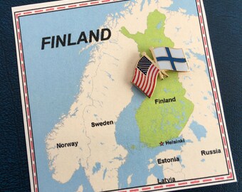 Finland & USA Flag Pin / Tie Tack / Lapel Pin / Friendship Flag Pin