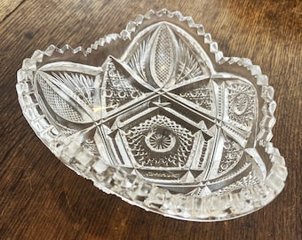 Signed Crystal Heart Candy Dish Glass / Valentine Gift