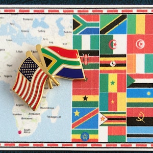 South Africa & USA Flag Pin / Tie Tack / Lapel Pin / Friendship Flag Pin
