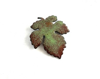 Vintage Enamel Leaf Brooch Pin